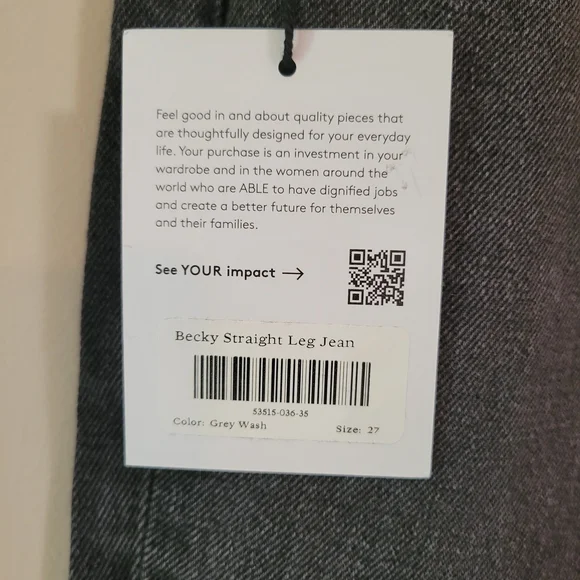 Able Becky Straight Leg Grey Jean - Picture 3 of 5